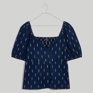 New Madewell Jacquard Puff-Sleeve Empire Top Size XXL